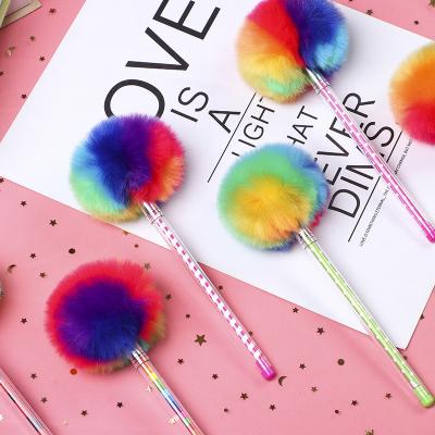 China Natural Hot Selling Neutral Gel Pen 0.7mm Fluffy Fluffy Ball Pen Stationery Pen Manufacturer for sale