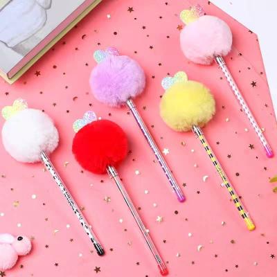 China 100% Factory Wholesale Cartoon Crown Tassel Pen Student Office Stationery Cute Plush Pens Eco-friendly for sale