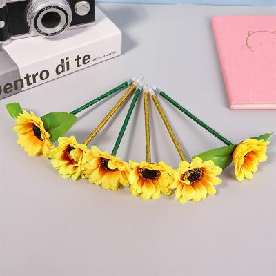 China 100% New Creative Eco-friendly Pen Plastic Cloth Sunflower Water Point Artificial Flower Sunflower Pens for sale