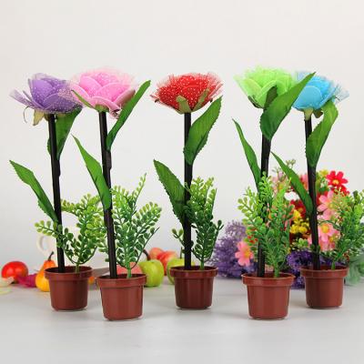 China 100% Creative Wholesale Eco-friendly Pen Simulated Plant Neutral Pen Mesh Rose Ballpoint Flowerpot Pen for sale