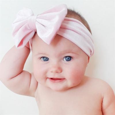 China Various Accessories European and American Colors Hair Bow Velvet Baby Style Elastic Headband for Kids Baby Handmade Headbands for sale