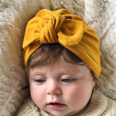 China Fabric 12 Colors Baby Cotton Turban Hat Beanie Newborn Head Top Knot Wraps Baby Headbands For Kids for sale