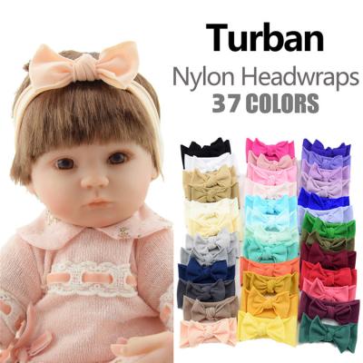 China Cute Newborn Soft Stretchy Nylon Hair Accessories Baby Headwraps Headbands Head Bands Fabric 37 Colors Bows for sale