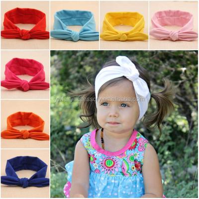 China Newest hot selling fabric baby bow cotton headband tank top knit headbands baby knitted turban headbands for sale