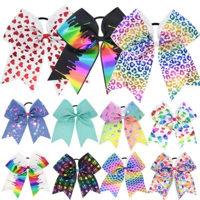 China Colorful Cheerleading Ribbon Fashion Girls Hair Bow Stand School Big Cheer Bows for sale