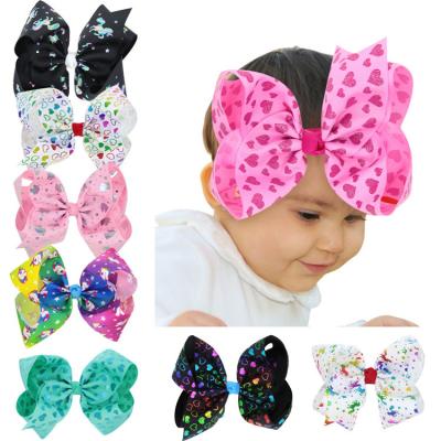 China The Latest Sliver Unicorn Hair Clip Glitter Heart Pattern Girls Hair Bow for sale