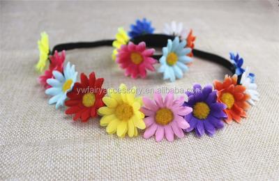 China Fabric Cloth Flower Headband, Daisy Flower Wrist Band, Kids Flower Elastic Hair Band for sale