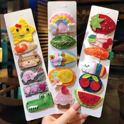 China Cute Felt Babies Fruit Shapes Handmade Felt Hair Clips Animal Hair Accessories Kids BB Clip Wholesale for sale