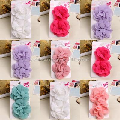 China Chiffon Fabric Fancy Hair Accessories Manufacturers China Girls Chiffon Fabric Flower Hair Clip for sale