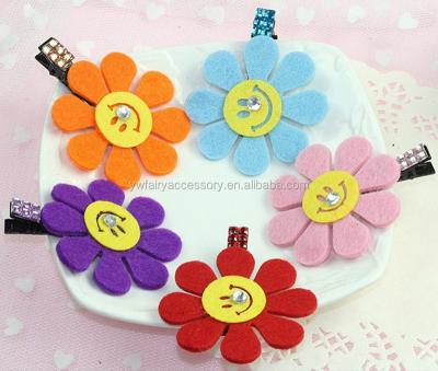 China Felt Sunflower Hair Clip, Butterfly Baby Hair Clippies, Felt Bridesmaid Barrette for sale