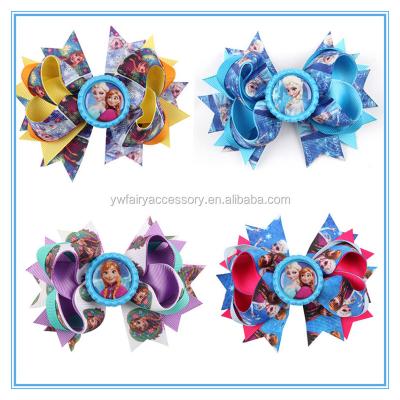 China School Wholesale Frozen Teenage Boutique Bow Grosgrain Ribbon Hair Frozen Bow For Girl Hair Accessories for sale