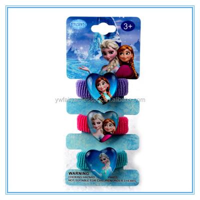 China Hot Selling Frozen Resin Heart Shape Elsa Anna Hair Ponytail Holders /Elastic Hair Ties For Girls for sale