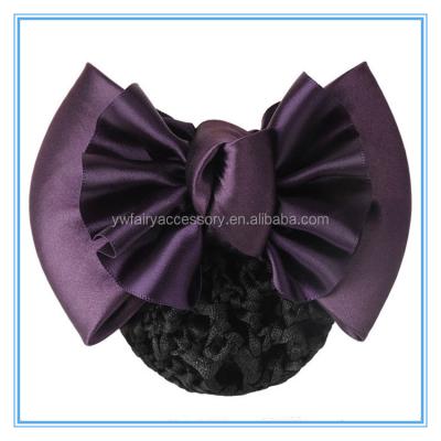 China Cloth Women Large Satin Bow Hair Clip, Snood Hairnet, Barrette Hair Bun for sale