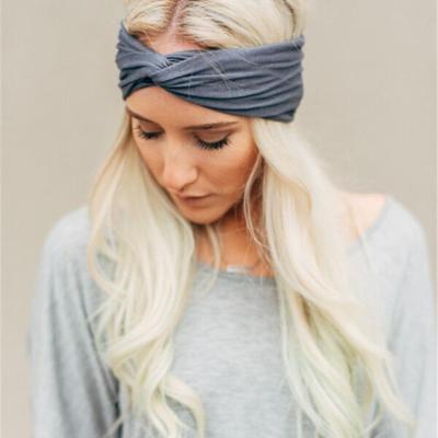 China Sporty Girls Running Fitness Headband Stretch Polyester Turban Solid Color Women's Headwraps Headwraps for sale