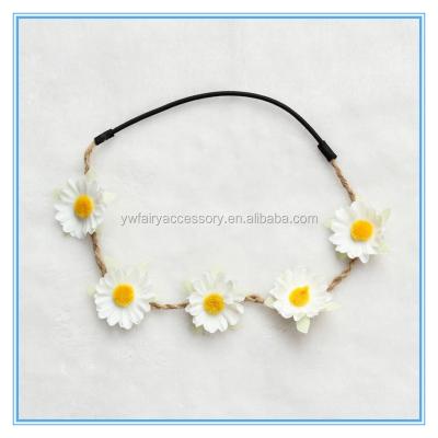 China Beautiful fabric daisy flower headband flower crown for wedding daisy headbands for sale