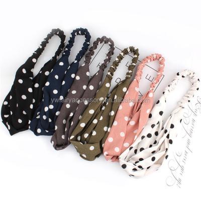 China Fabric Fashion Girls Polka Dots Headbands Women Elastic Knot Headband for sale