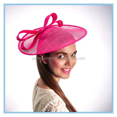 China Custom Fabric Hot Pink Bow Large Sinamay Dying Party Fascinator for sale