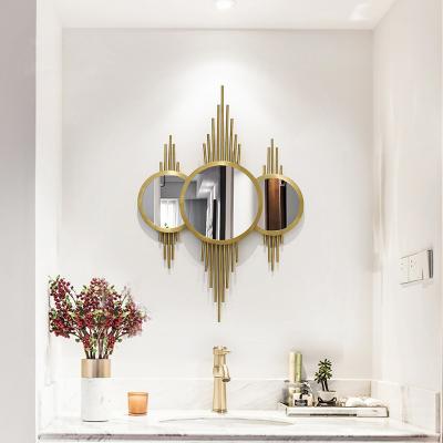 China Modern Art Modern Mirror Wall Hanging Decoration, Northern European Metal Wall Backdrop Decor For Living Room Dining Room for sale