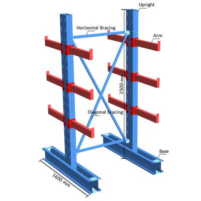 China Industrial Warehouse Pipe Shelving Rack Corrosion Protection Storage Cantilever Racking for sale