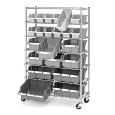 China Corrosion Protection Steel Mesh Wall Rack Shelves Storage Bin Racks With Bins for sale