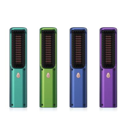 China Disposable Hot Comb Hair Straightener Rechargeable Flat Iron Comb Cordless USB Hair Straightening Brush for sale