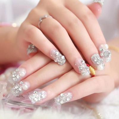 China Meaterial 2021 Hot Selling Eco-friendly ABS Material Luxurious Wedding Nail Tips Fake Nail Art for sale