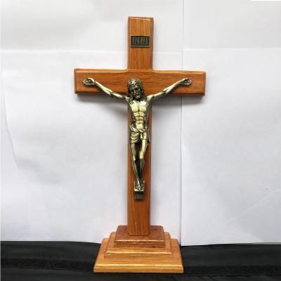 China World Catholic Religious Cross Table Olive Wood Straight Cross Gift Crucifix for sale