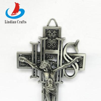 China Worldwide 6 Inch Jesus Christ Monogram HIS Crucifix Metal Wall Cross Religious Gifts for sale