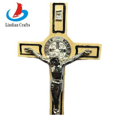 China St. John's World Holy Double Side Wooden Crucifix Crucifix Cross Wall Hanging for sale