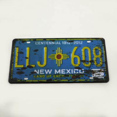 China Retro License Plate Vintage Metal Tin Sign Iron Painting Wall Art Home Decor USA New Mexico License Plate for sale