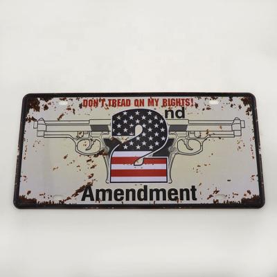 China Vintage Home Tin Signs Bar Plates 2nd Amendment Gun Metal Poster Tin Sign Garden Sign Bar Cafe Decor for sale