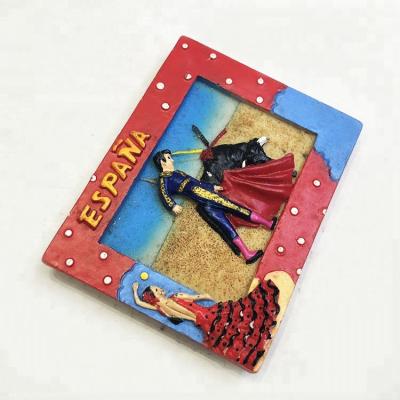 China Form Espana Custom Bullfighting Magnet Fridge Photo Frame Souvenir Magnet Spanish Fridge Sticker for sale