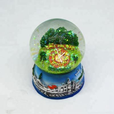 China Custom Chile Chile Souvenir Water Ball Vina Del Mar Polyresin Crystal Snow Globe for sale