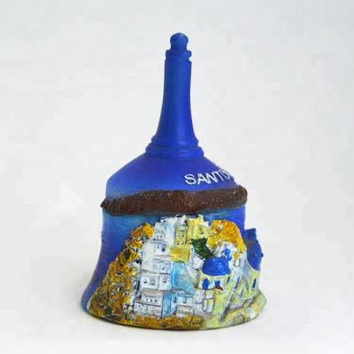 China Europe Personalized Greece Souvenirs Santorini Island Ceramic Souvenir Dinner Bell for sale