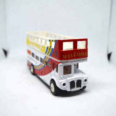 China Eco-friendly Diecast Metal Pull Back Sightseeing City Bus With Music Light for sale