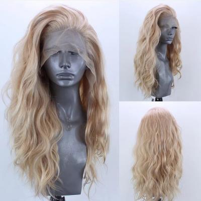 China Synthetic Lace Front Wigs Ombre Blonde Color Lace Front Wigs Transparent Swiss 13x4 Body Wave Lenaqueen Lace Front Wigs for sale