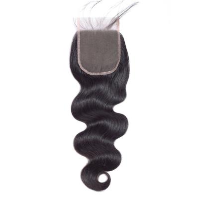 China Brazilian Peruvian Free Middle Part Three Way Body Wave Virgin Hair Middle Closure for sale