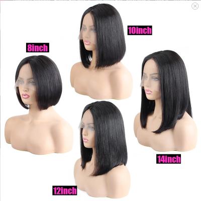 China Straight Lace Front Short Bob Bobo Wigs Virgin Human Hair Transparent Silky Straight Wave Wigs for sale