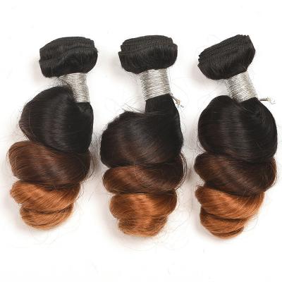 China No Shedding/No Tangle/Three Soft/Shiny Ombre Brazilian Hair Loose Wave Color #1B/4/27 Hair Extension for sale