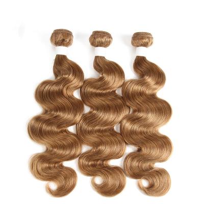 China No Shedding/No Tangle/Soft/Shiny Blonde Color #27 Brazilian Hair Bundles Handtied Hair Extension Hair Weft Colored Blonde Hair Bundles for sale