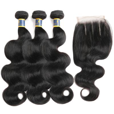 China Can Be Straightened Wholesale Brazilian Hair Weave With Closure Brazilian Body Wave Hair Bundles With Closure 3 Part Closure for sale