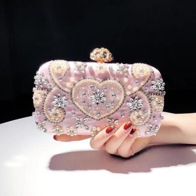 China Exquisite Handmade PVC Diamond Clutch Bag Luxury Embroidered Dinner Evening Bags for sale