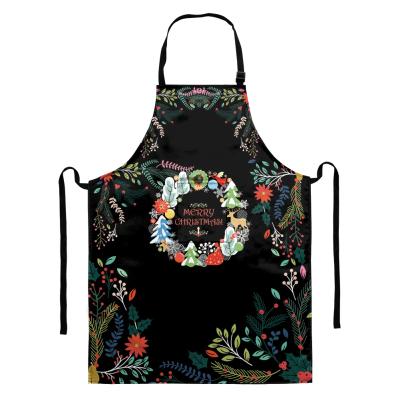 China Wholesale Custom Washable Merry Christmas Sublimation Apron Polyester Fashion Cooking Kitchen Aprons for sale