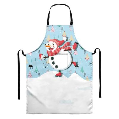 China Washable Logo Hair Stylist Printing Merry Christmas Women Kids Kitchen Painting Apron Custom Aprons No Pocket for sale