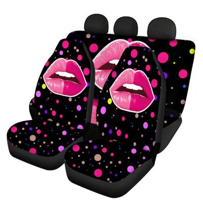 China Girl Style Polka Dot Pink Lips Printed Summer Washable New Arrival Designed Suv Seat Covers Full Set Protector Customized for sale