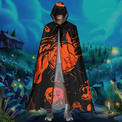 China Cosplay Party Props New Design Dark Mysterious Skeleton Halloween Hooded Hooded Night Cape Halloween Dark Mysterious Skeleton Cape for Men and Women for sale