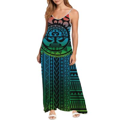 China 2021 Anti-wrinkle Style Tank Top Hot Polynesian Summer Print Dress Sleeveless Casual Fitted Dress For Women Ladies for sale