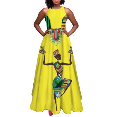 China 2021 Custom Summer Anti-Wrinkle Long O-Neck African Tribal Girl's Long Dress Sleeveless Dress Dress For Women for sale