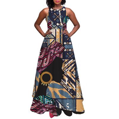 China Anti-wrinkle Europe and America African Girl Tribal Print Maxi Dresses Sleeveless Fashion Women Casual Dress for sale