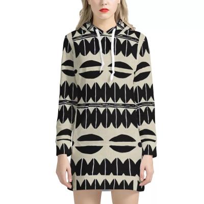 China African Anti-Wrinkle Hoodies Dresses Cowrie Shells Pattern Printed Long Sleeves Plus Size Casual Hoodies Dresses Wholesale for sale